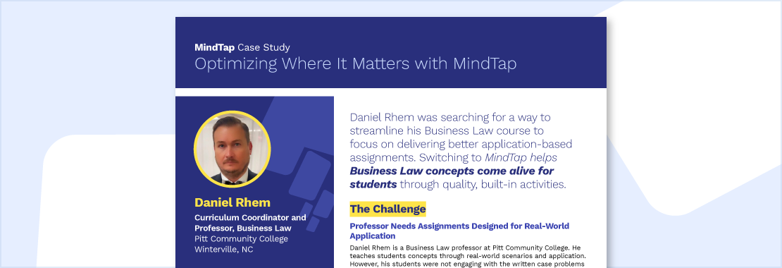MindTap Leads to a Higher GPA in Business Law Course [CASE STUDY]