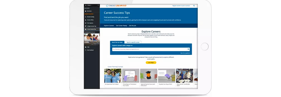 Cengage Career Success Tips homepage