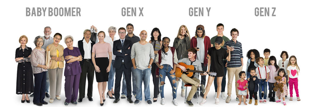 various people from gen x next to group of people from Gen Y
