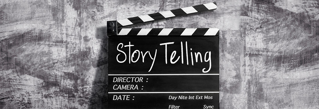 image of the words "story tellign" on a clapboard