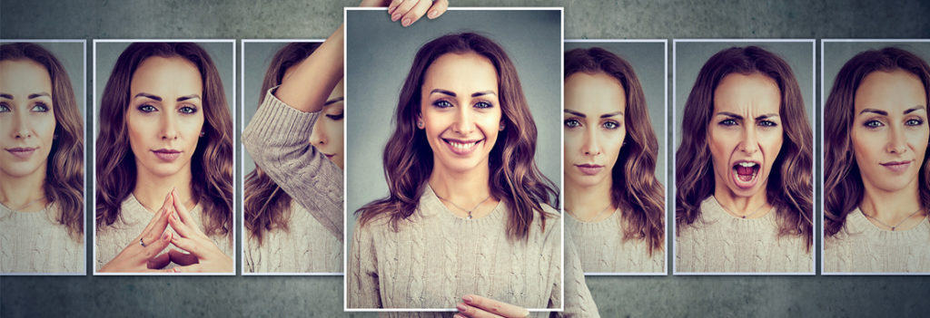 Images of woman showing different facial expressions