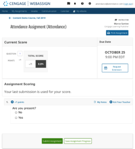 how to submit assignment on webassign