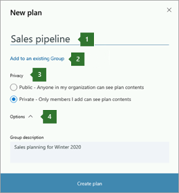 Setting up a new plan in Microsoft Planner