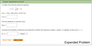 Example of Expanded Problem module in WebAssign