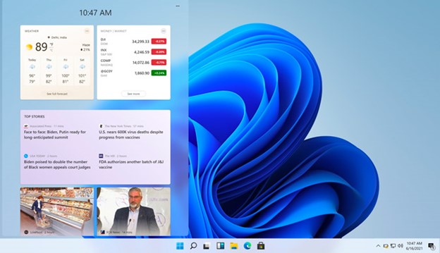 image of widgets in the new Windows 11