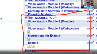 Contents of Module four in WebAssign. 