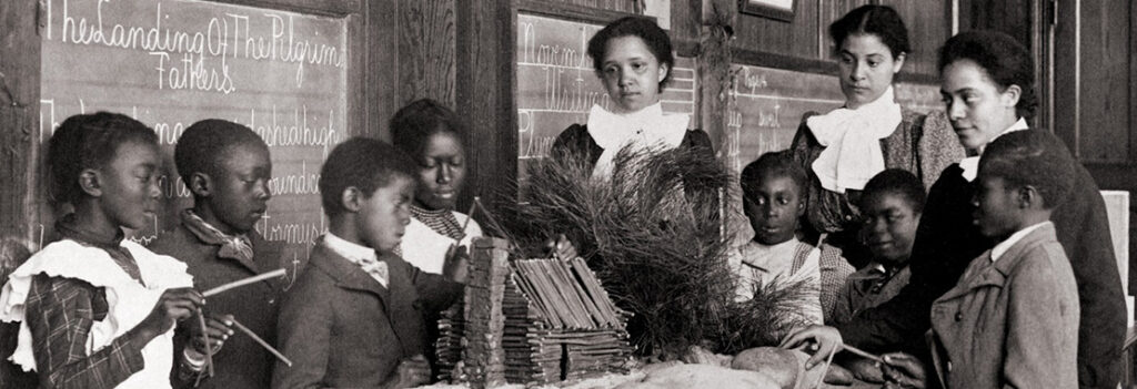 Historical photo of Black American children in school