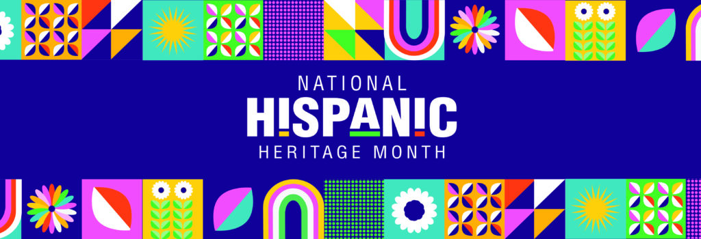 National Hispanic Heritage Month on patterned background