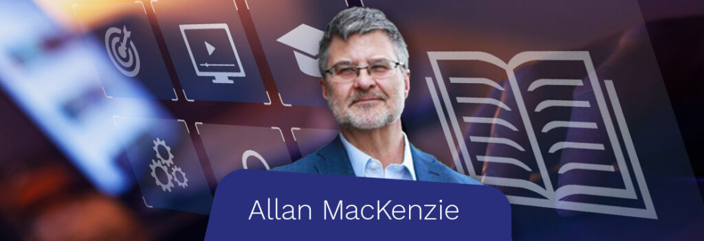 Allan MackKenzie headshot set against patterned background.
