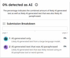 Turnitin AI detector screenshot