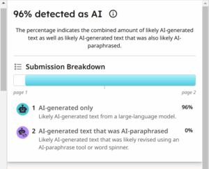 Turnitin AI detector screenshot