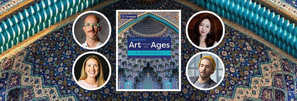 Author headshots surround the cover image for "Gardner's Art through the Ages: A Global History."